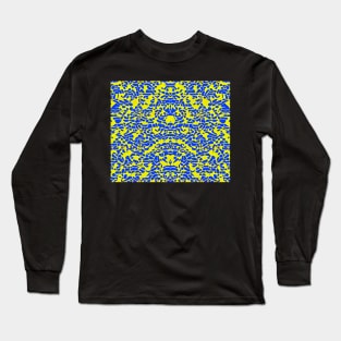 Yellow and Blue Aesthetic Abstract Pattern Long Sleeve T-Shirt